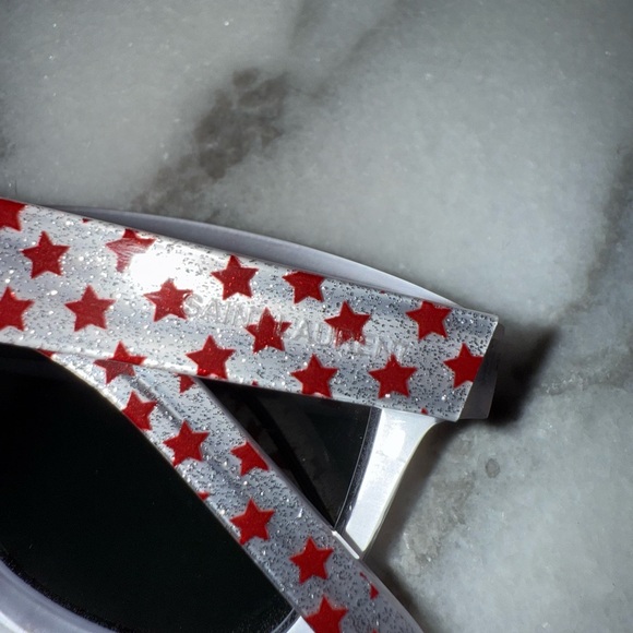 Saint Laurent Square SL 51 Star Prints White Red Unisex Sunglasses - Picture 9 of 9